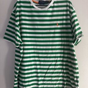 Ralph Lauren Green and White Striped Tee